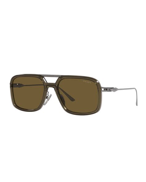 prada frames double bridge|Prada Men's Metal Double Bridge Pilot Sunglasses.